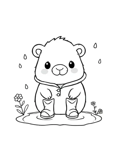 Capybara Rainy Day Puddles