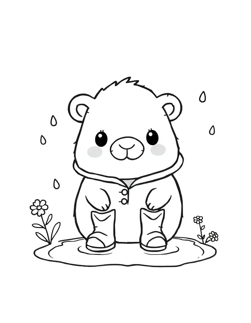 Capybara Rainy Day Puddles