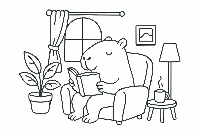 Capybara reading in a cozy place