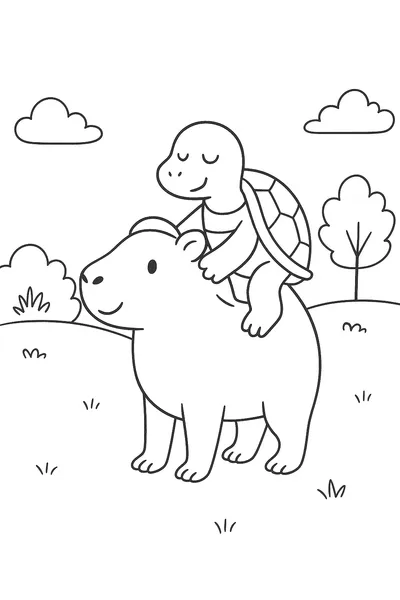 Capybara Turtle Ride