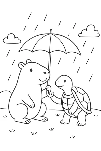 Capybara Turtle Umbrella