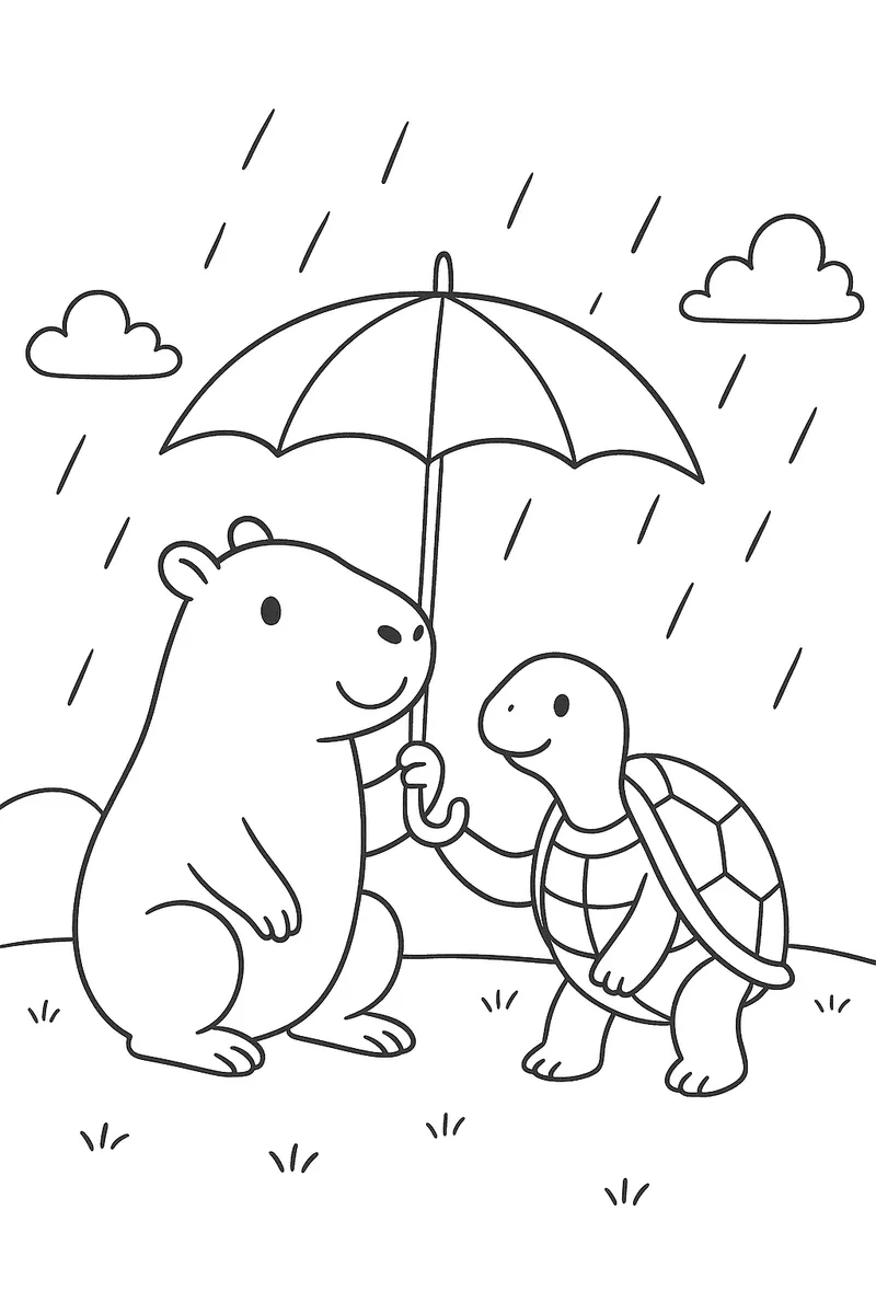Capybara Turtle Umbrella