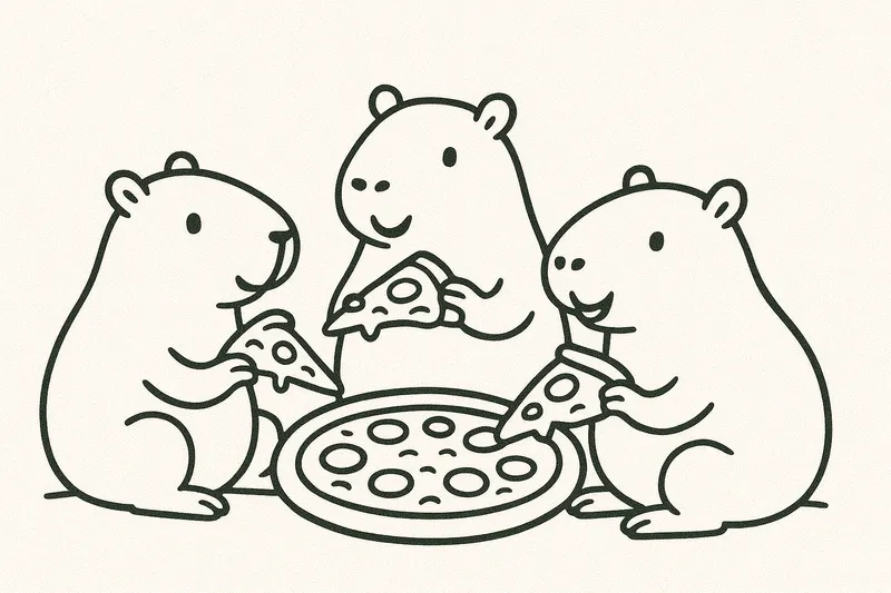 Capybaras Enjoying Pizza