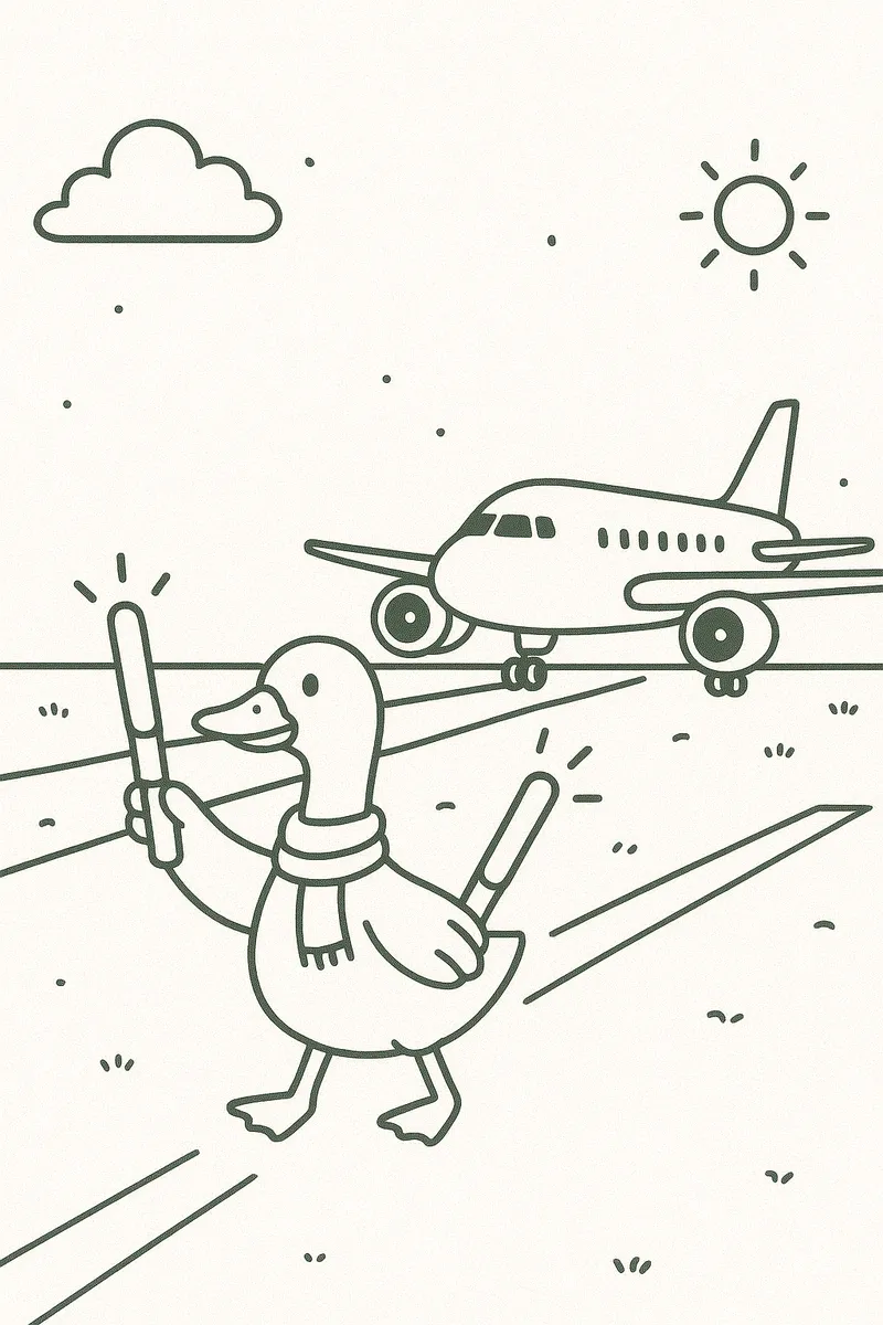 Goose Taxiing an Airplane