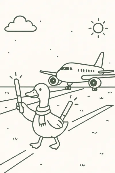 Goose Taxiing an Airplane