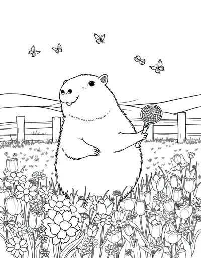 Capybara Butterfly Meadow