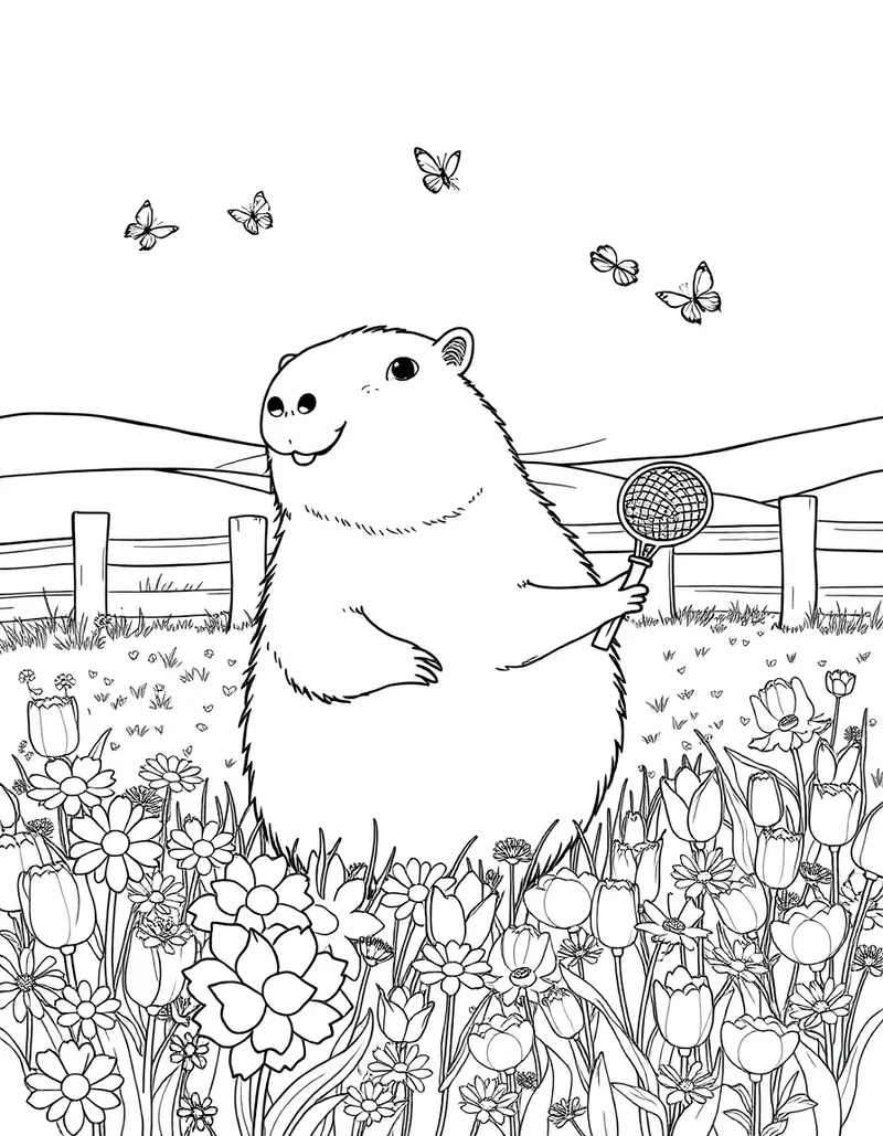 Capybara Butterfly Meadow