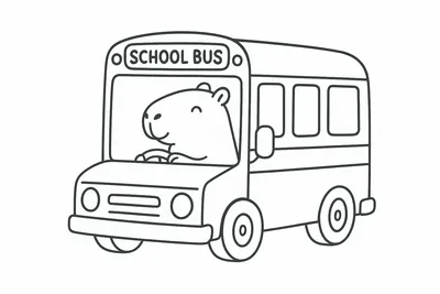 Capybara Driving a Bus