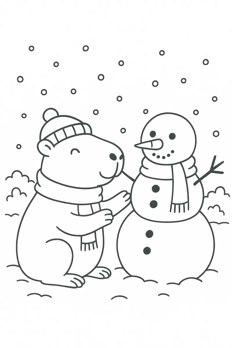 Capybara Snowman