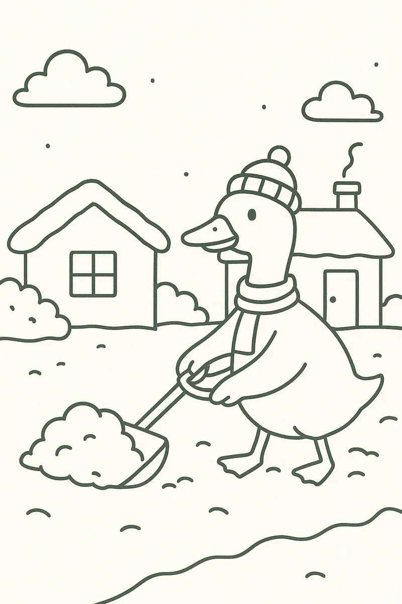 Goose Shovelling Snow