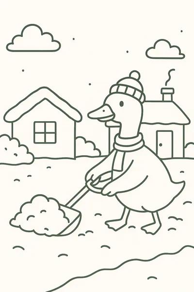 Goose Shovelling Snow