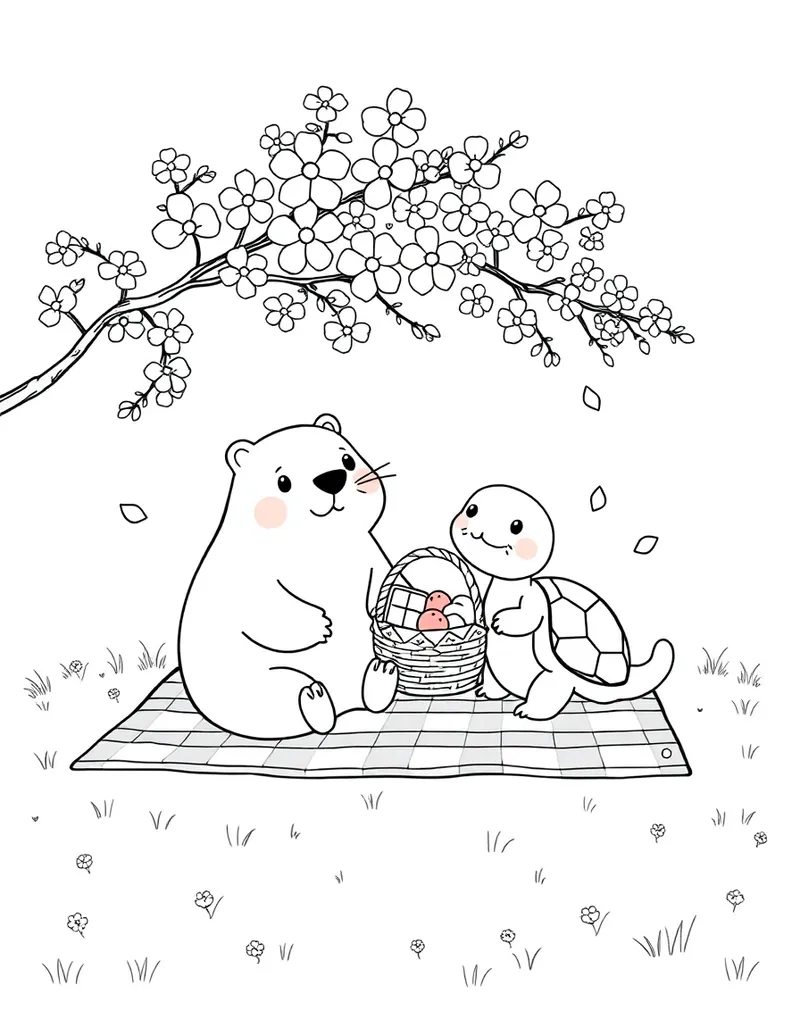 Capybara Turtle Spring Picnic