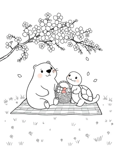 Capybara Turtle Spring Picnic