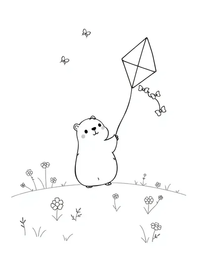 Capybara Flying a Kite