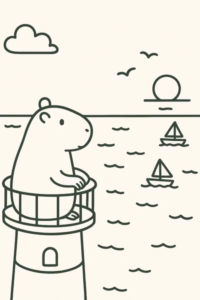 Capybara atop the lighthouse