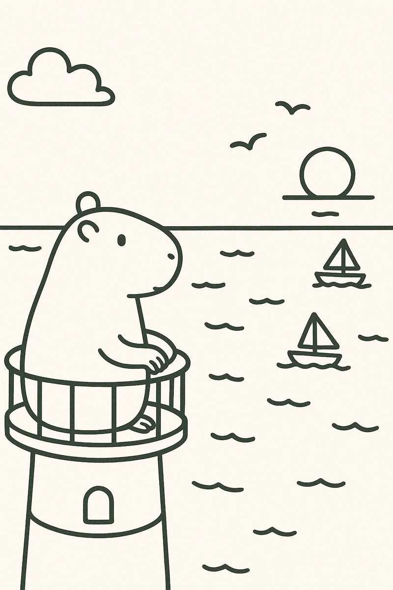 Capybara atop the lighthouse