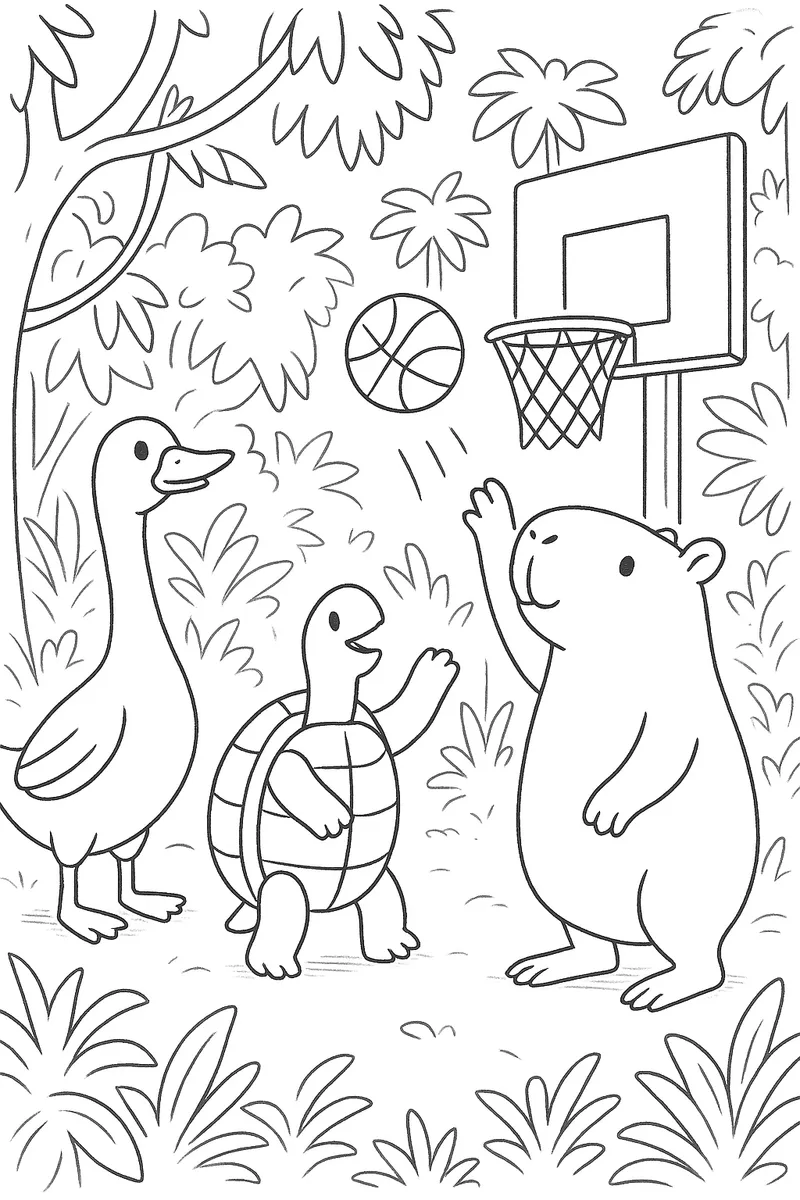 Goose Turtle Capybara Basketball